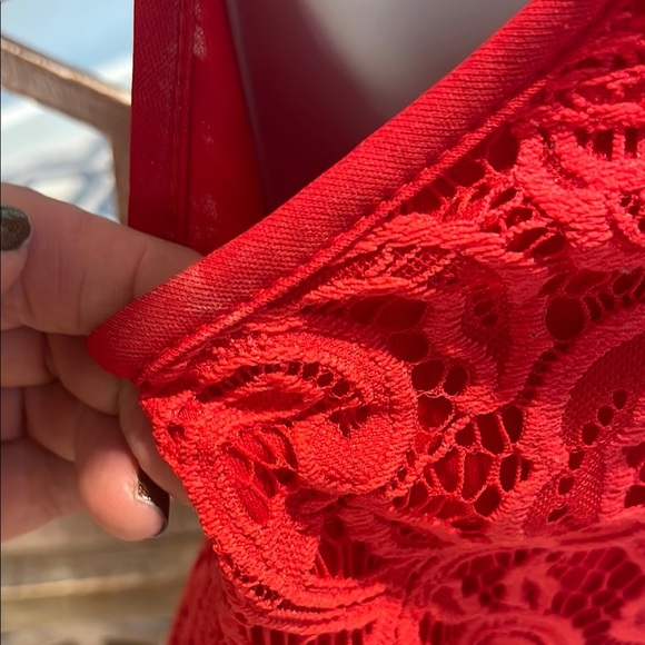 First Love Elegant Red Lace Women’s Racer Back Tank With Gold Mandala Necklace - Picture 7 of 12